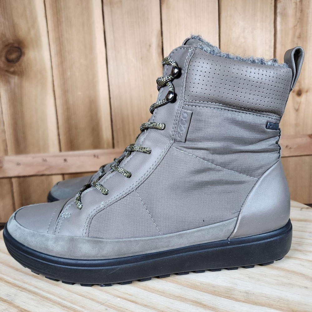 ECCO Soft 7 Gore-Tex Boots Womens 6.5 Gray Leather‎ Waterproof Ankle Snow Winter
